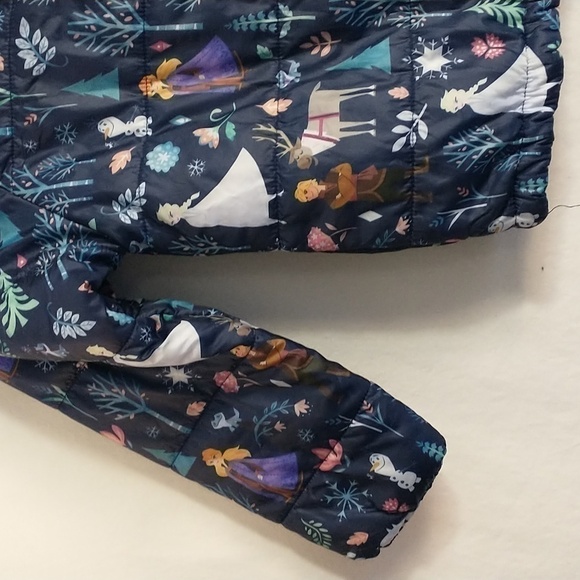 Disney Frozen Movie Girls Puffer Zip Up Jacket Working Zipper Excellent Size 4 - Picture 4 of 9